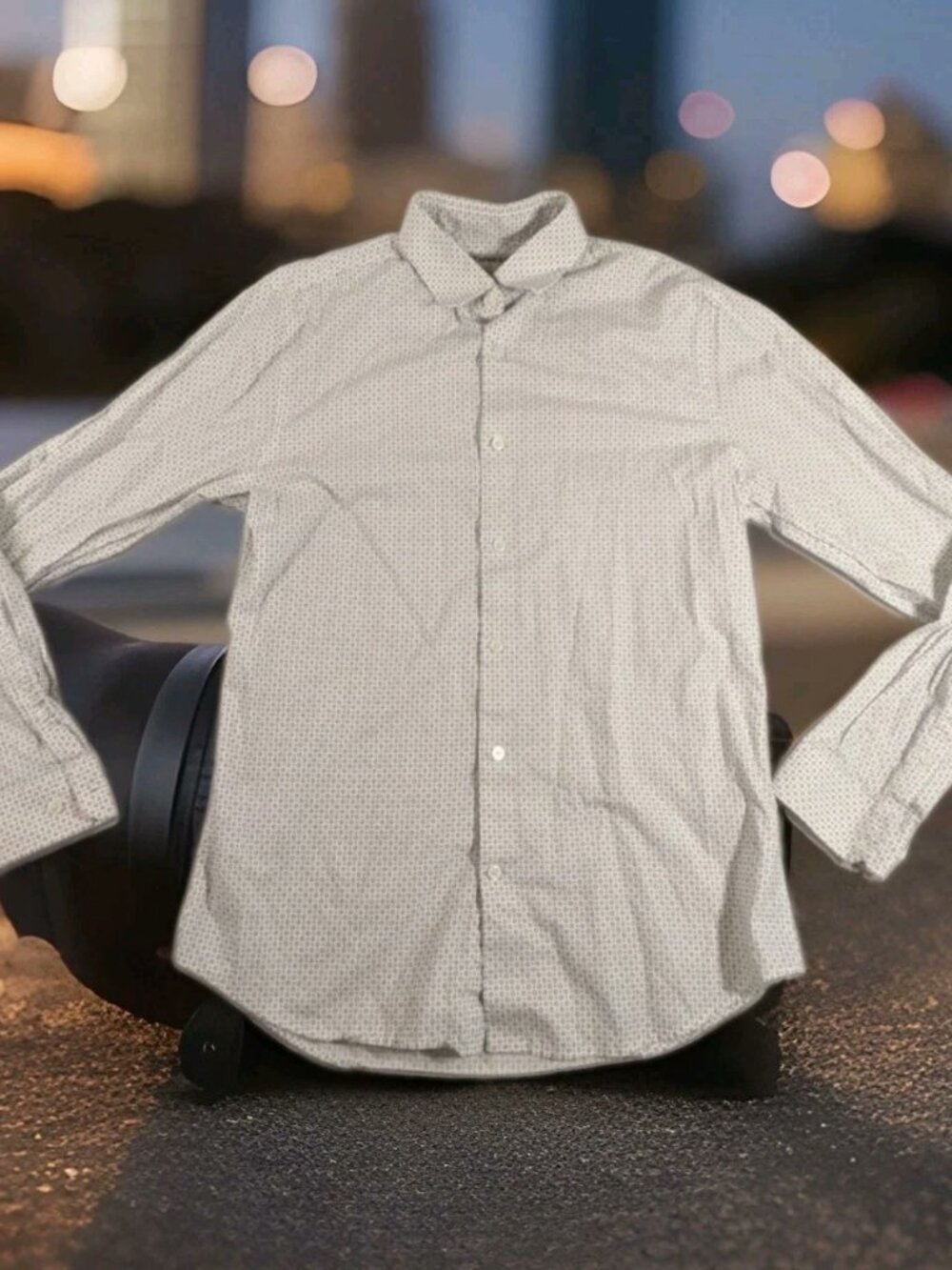 Express Men's Slim Fit Geometric Button Down Long Sleeve Shirt M